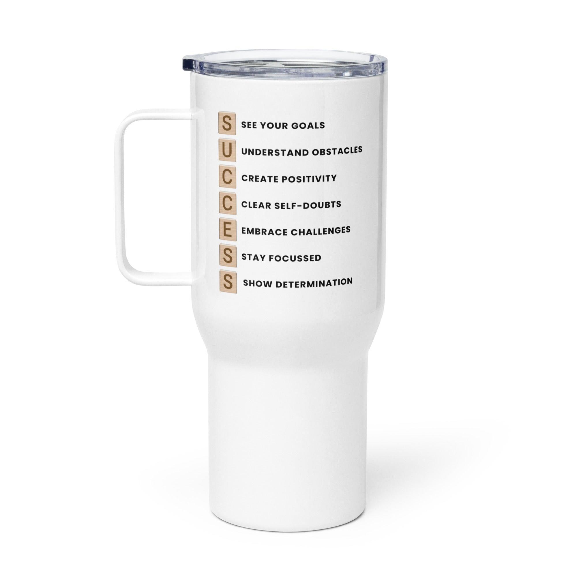 Success Printed Travel Mugs With Inspirational Acronym - Inspire Cups
