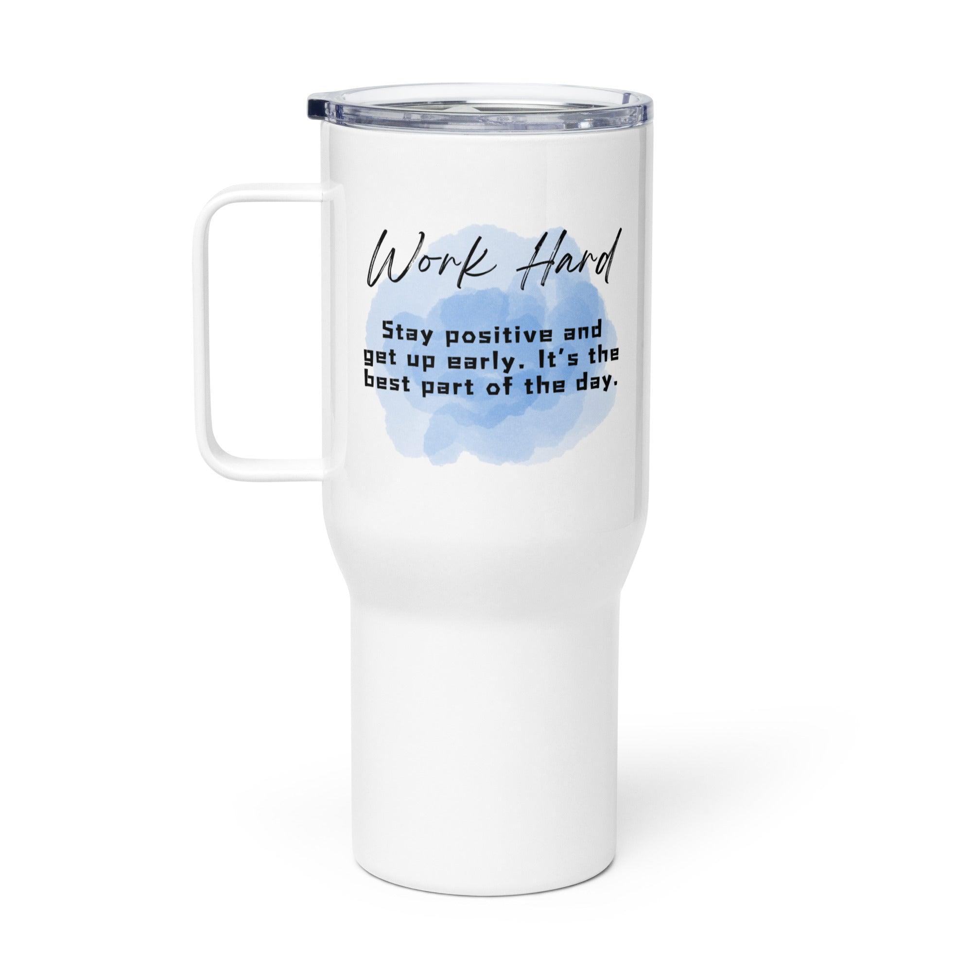 Work Hard Travel Mug – Motivational Ceramic Cup | Morning Focus - Inspire Cups