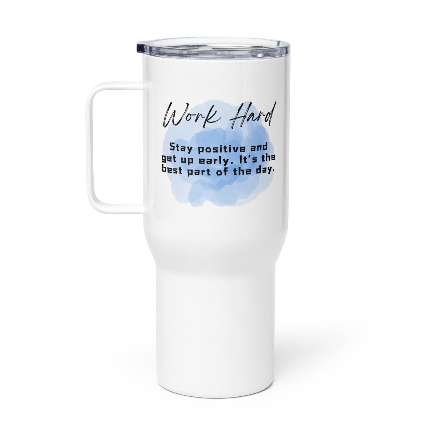 Work Hard Travel Mug – Motivational Ceramic Cup | Morning Focus - Inspire Cups