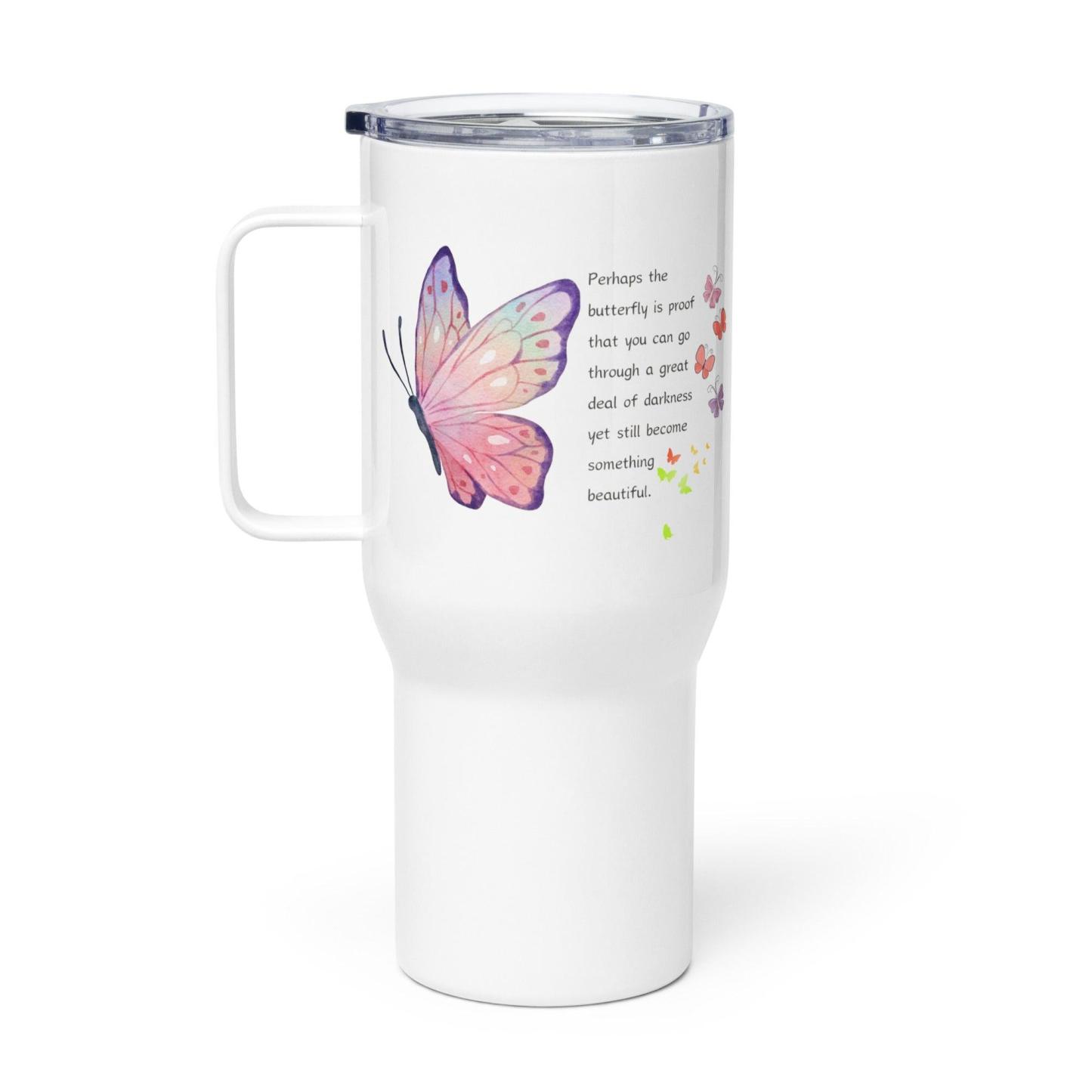 Butterfly Travel Mug – Inspirational Quote on Growth - Inspire Cups
