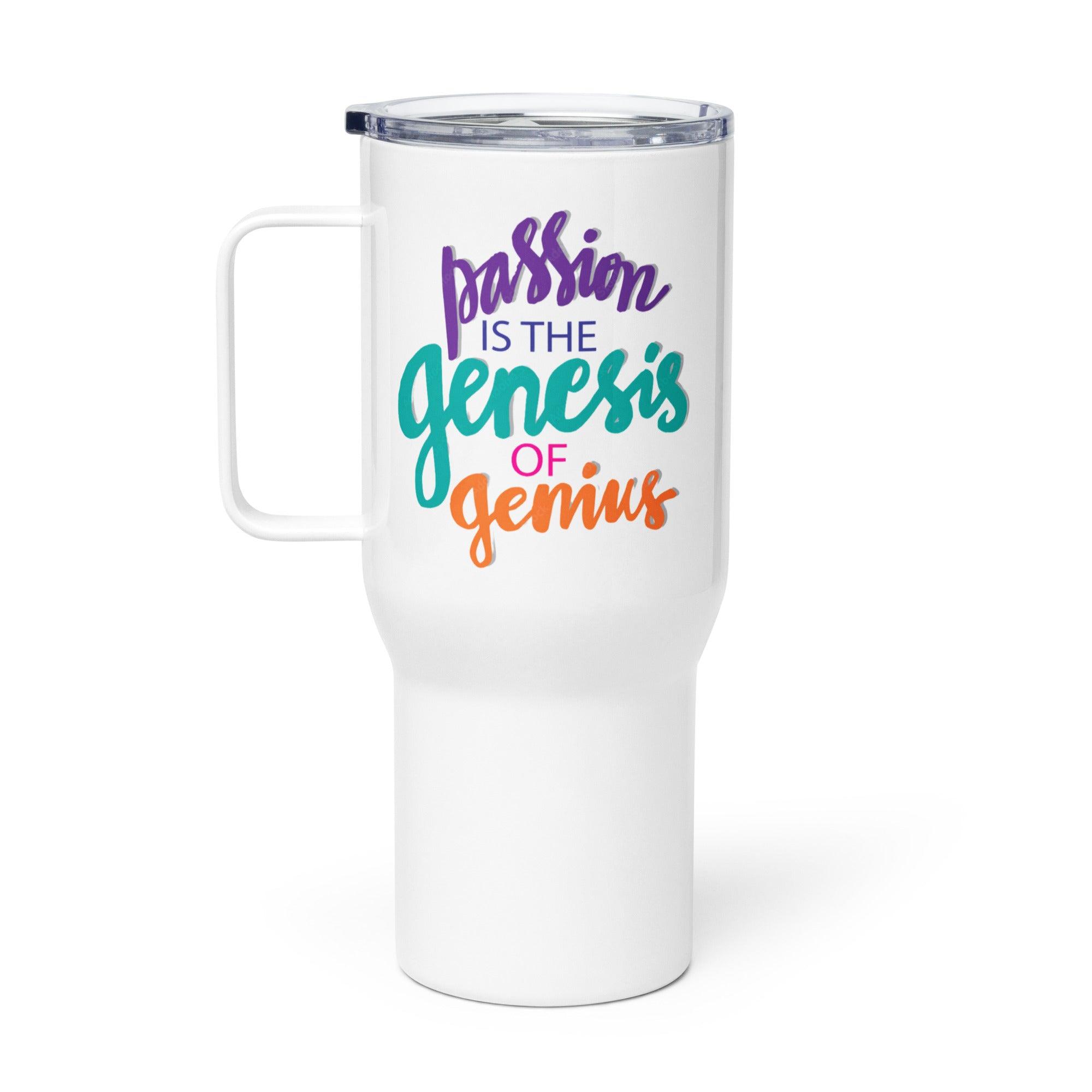 Passion Genius Travel Mug with Inspirational Quote and Glossy Finish - Inspire Cups