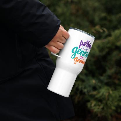 Passion Genius Travel Mug with Inspirational Quote and Glossy Finish - Inspire Cups