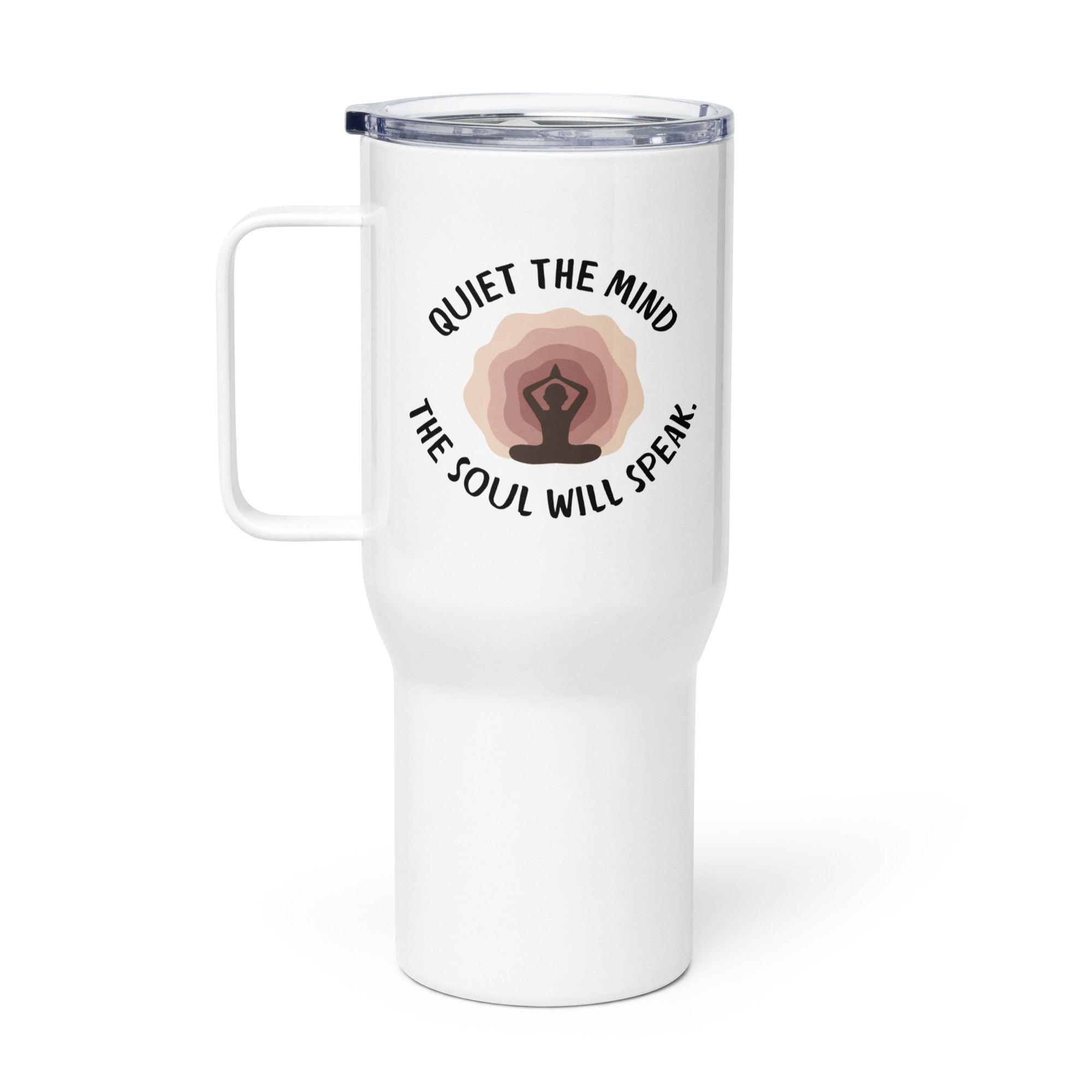 Quiet Mind Travel Mug Featuring A Peaceful Quote And Elegant Design - Inspire Cups