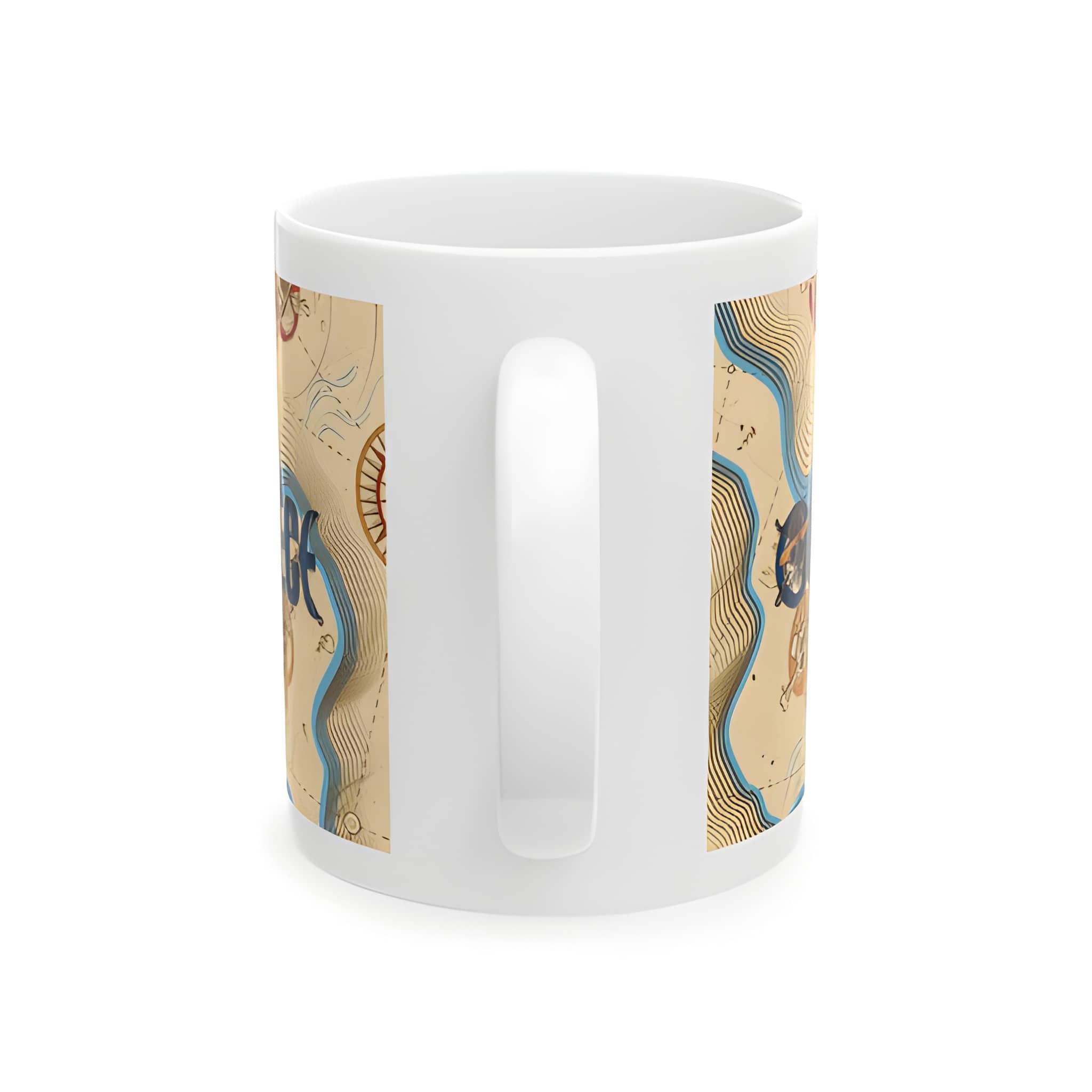 Vintage Treasure Map Mug | One Piece Live Acton Nautical Compass Pirate Skull Design