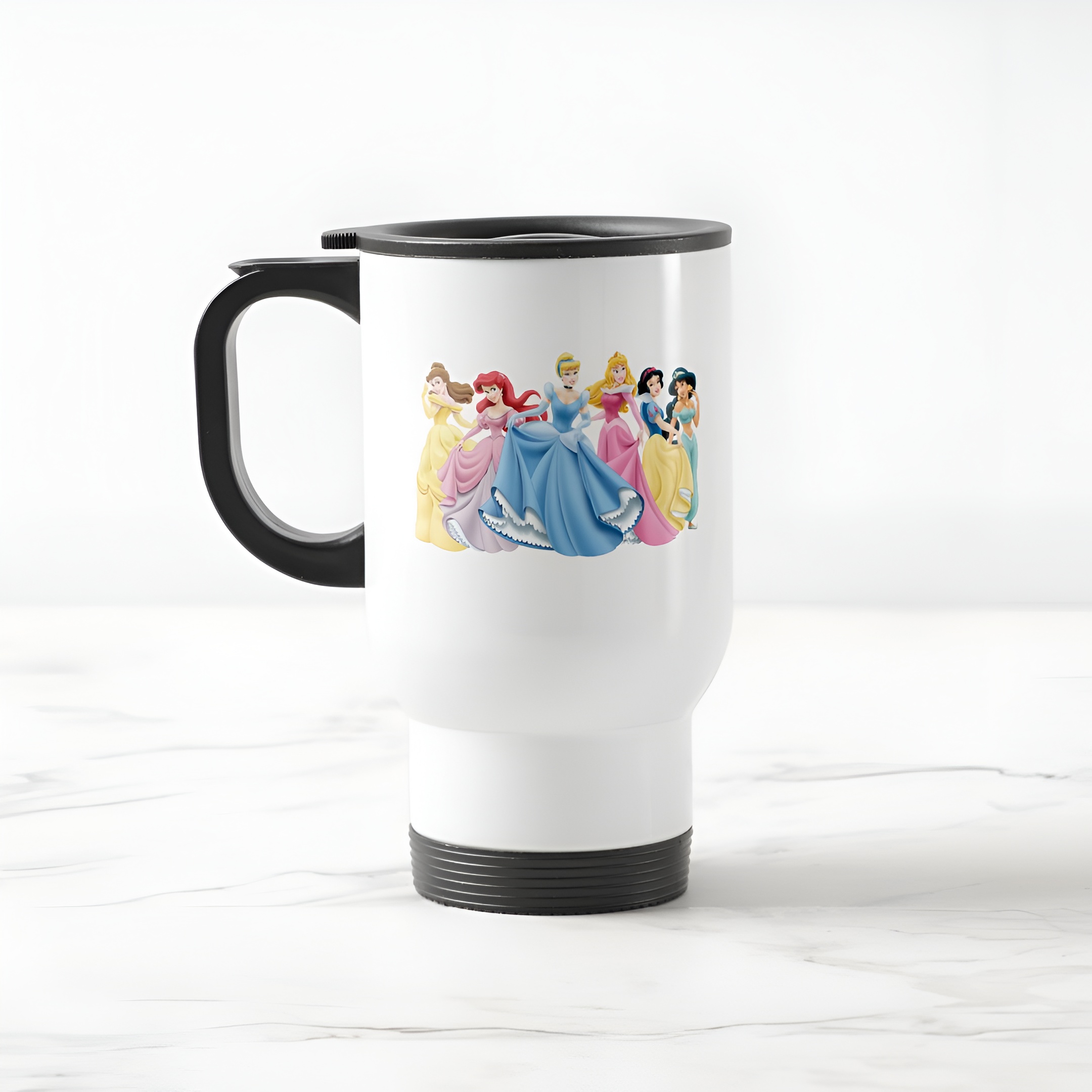 Disney Princess Holding Dresses Out Travel Mug Commuter Coffee Cup