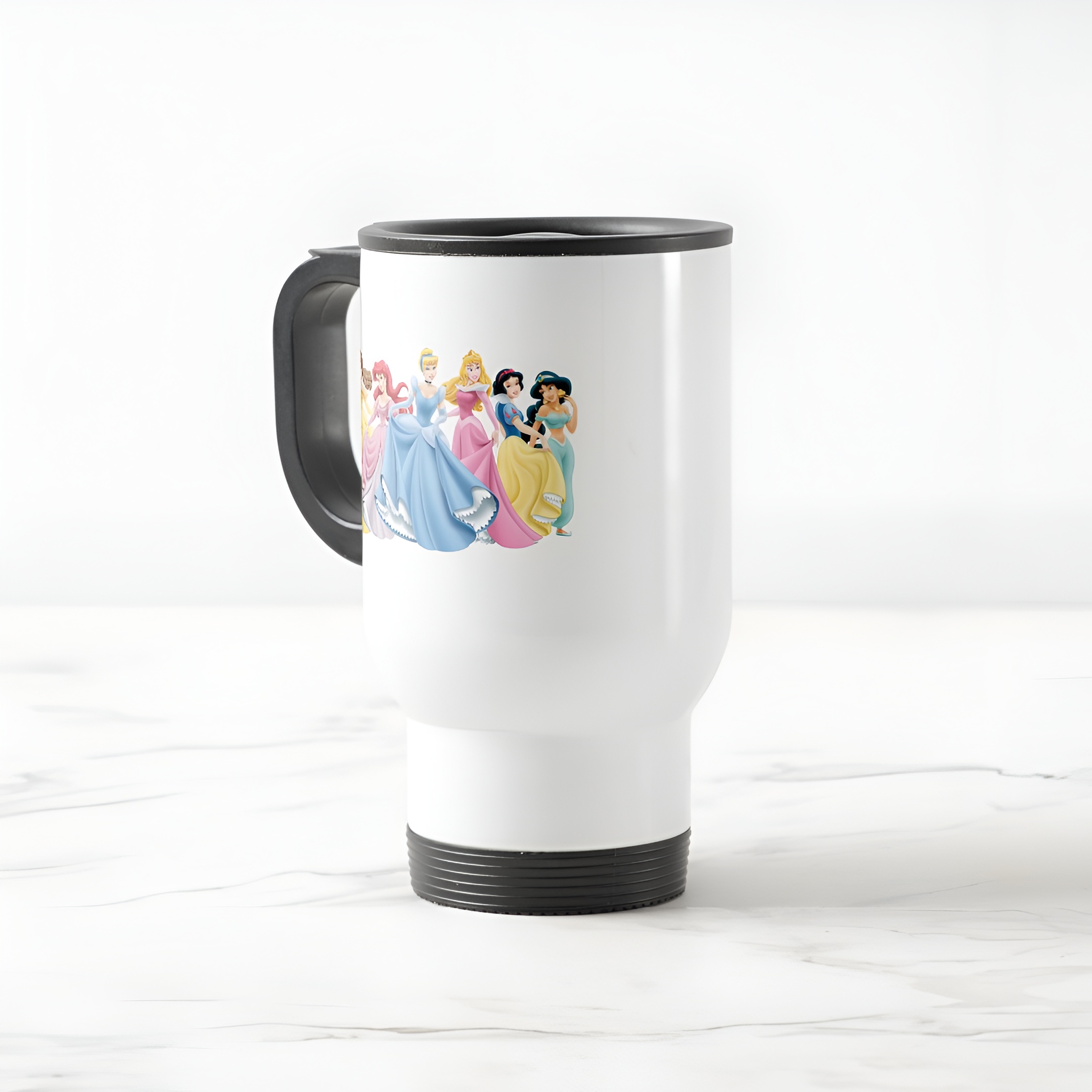 Disney Princess Holding Dresses Out Travel Mug Commuter Coffee Cup
