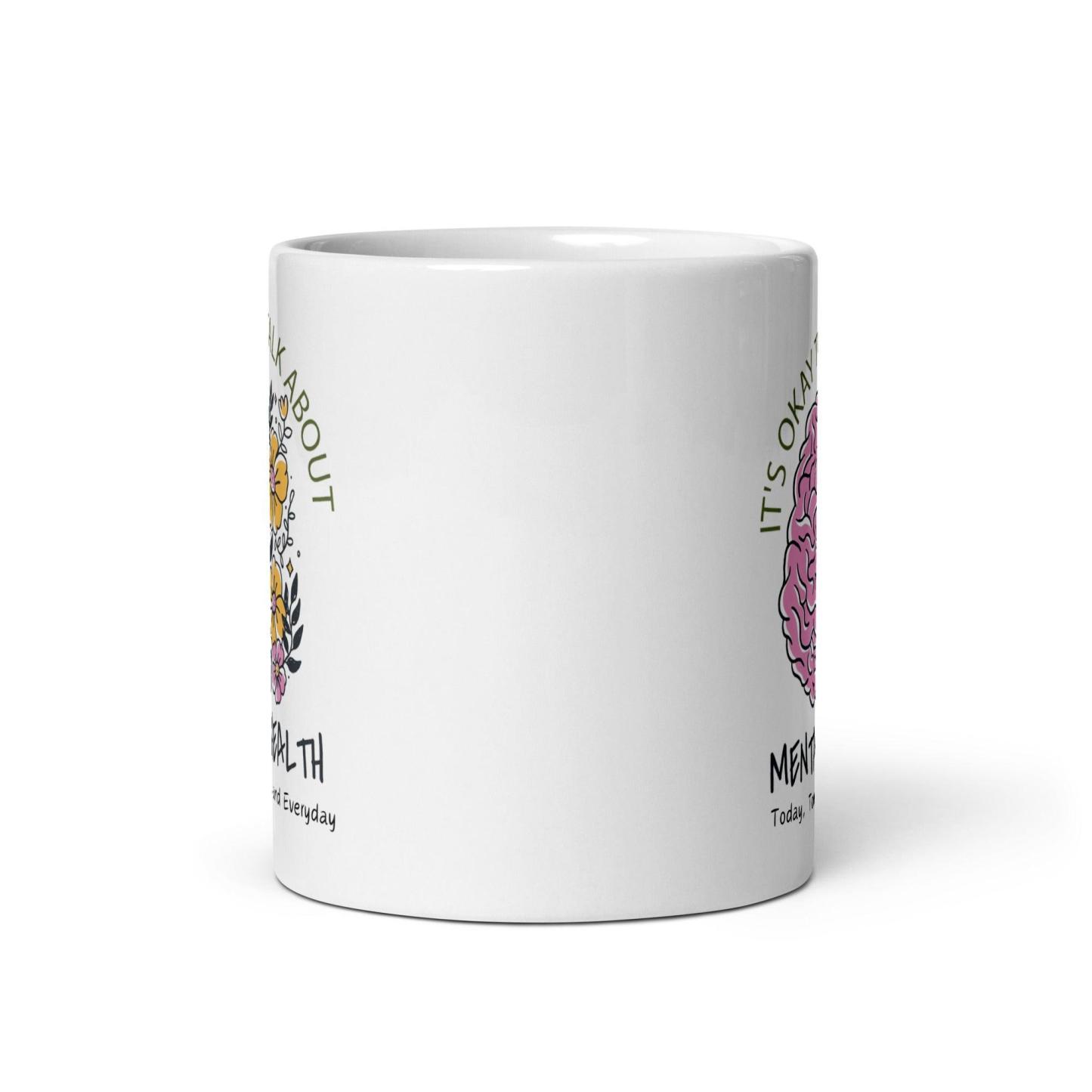Mental Health Awareness Mug With Floral Design And Empowering Message - Inspire Cups