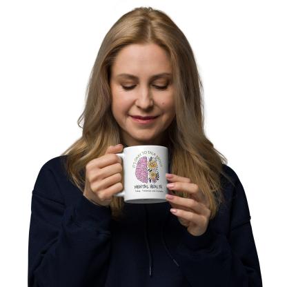 Mental Health Awareness Mug With Floral Design And Empowering Message - Inspire Cups