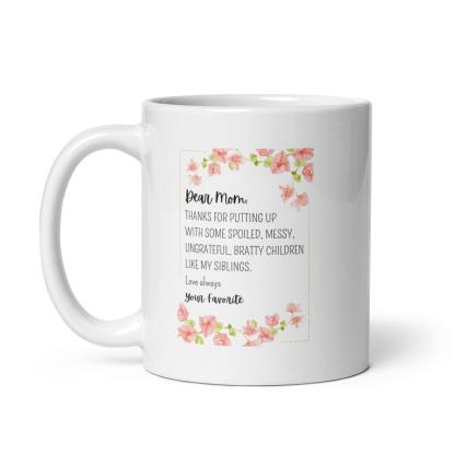 Dear Mom Sentimental Mom Mug with Floral Design and Glossy Ceramic - Inspire Cups