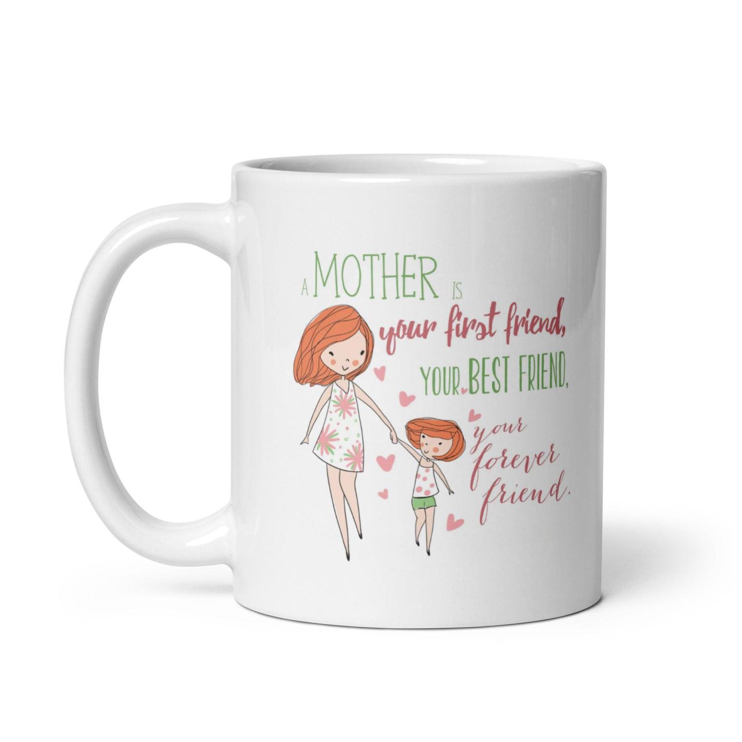 Mother Is First Friend Mug with Hand-Drawn Art and Durable Ceramic - Inspire Cups