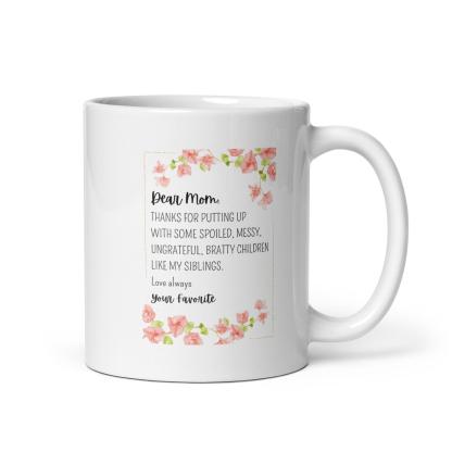 Dear Mom Sentimental Mom Mug with Floral Design and Glossy Ceramic - Inspire Cups