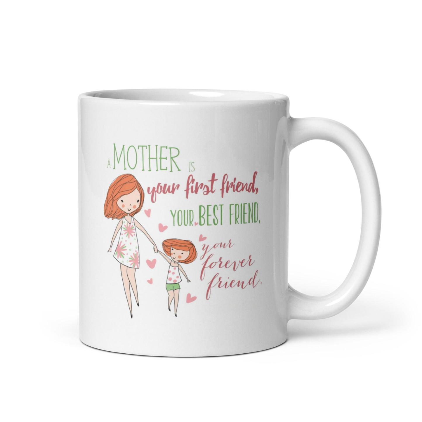 Mother Is First Friend Mug with Hand-Drawn Art and Durable Ceramic - Inspire Cups