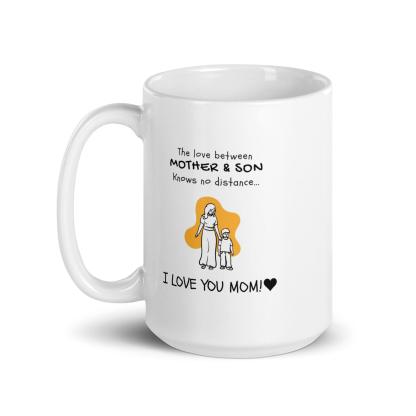 Mom Son Bonding Printed Mug featuring a heartfelt illustration - Inspire Cups