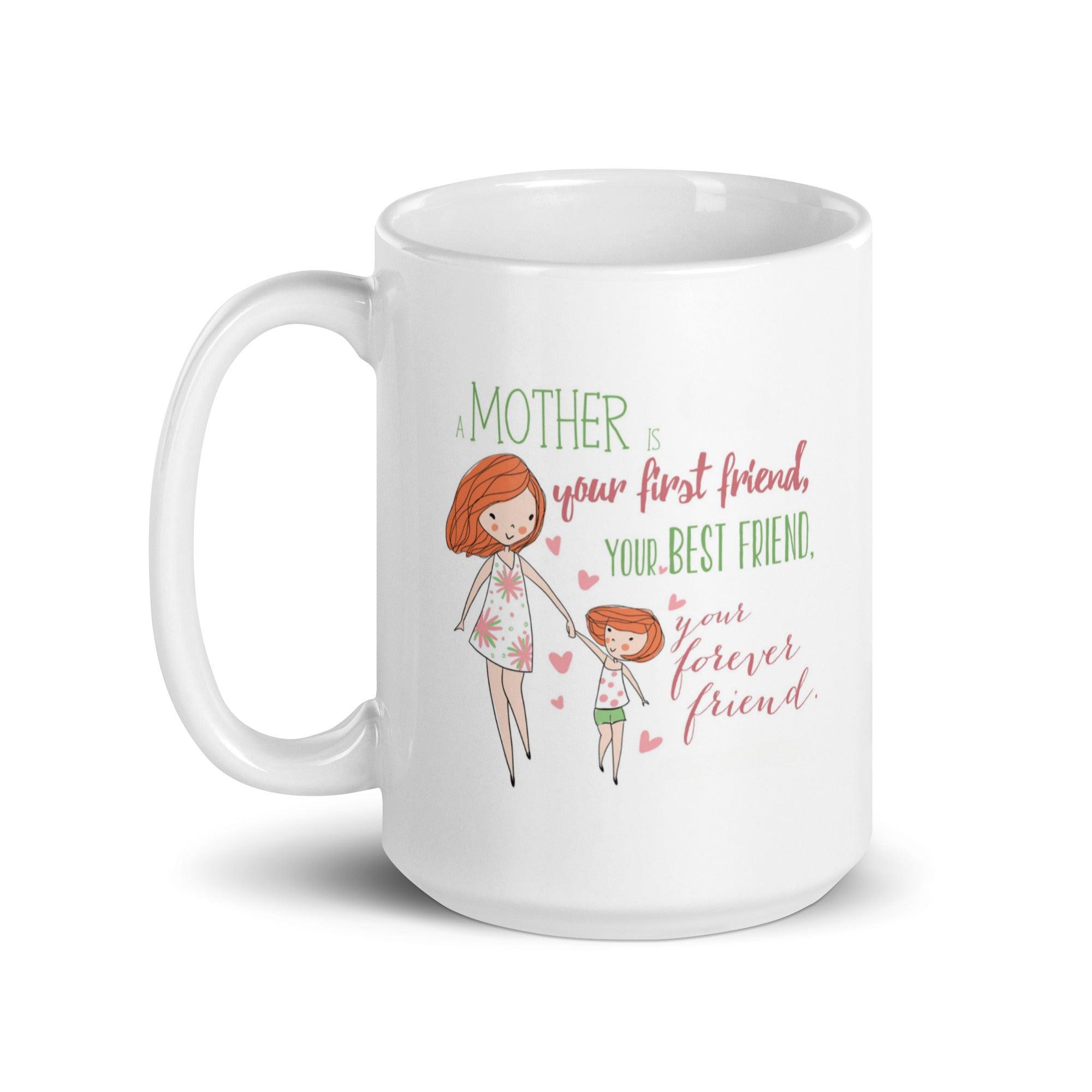 Mother Is First Friend Mug with Hand-Drawn Art and Durable Ceramic - Inspire Cups