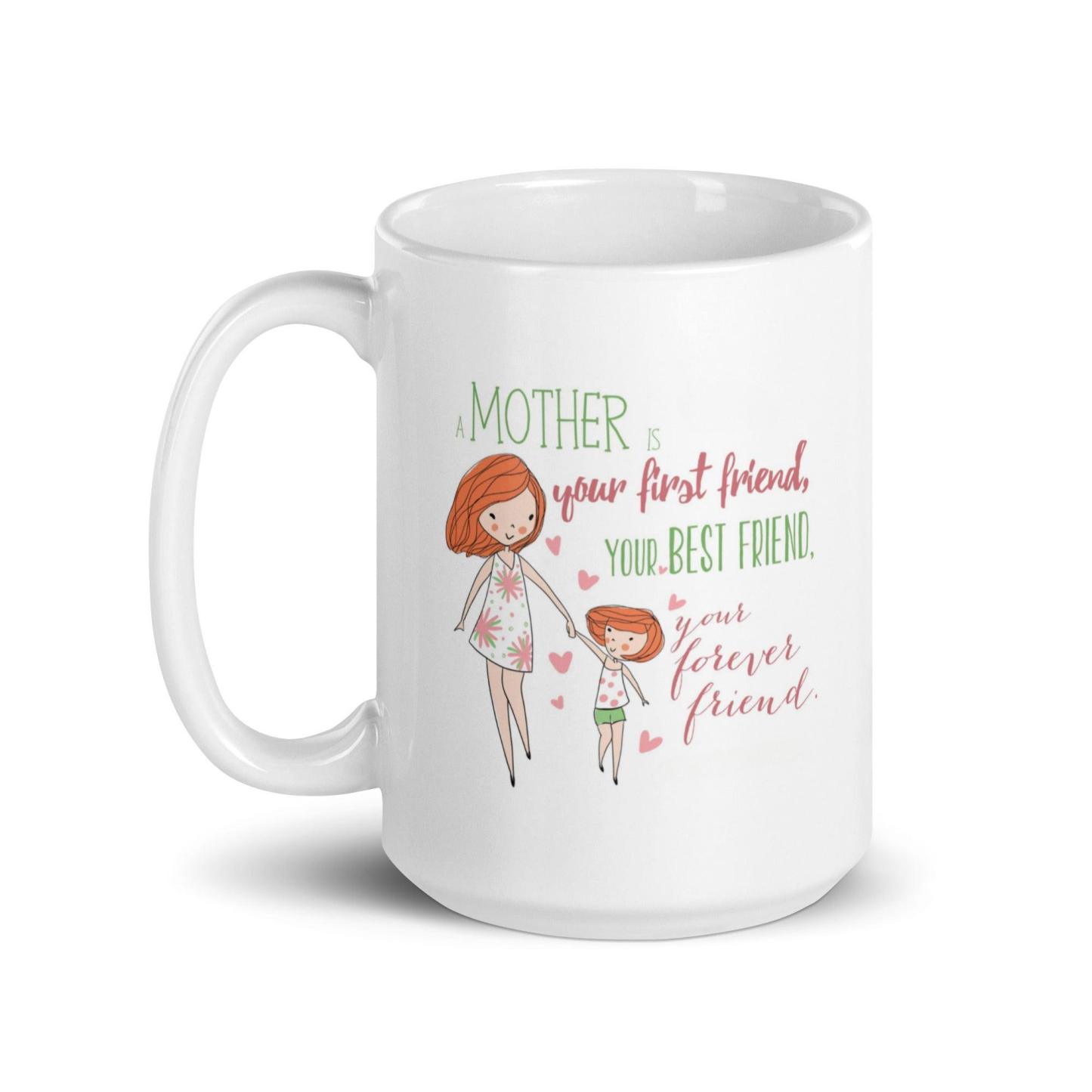 Mother Is First Friend Mug with Hand-Drawn Art and Durable Ceramic - Inspire Cups