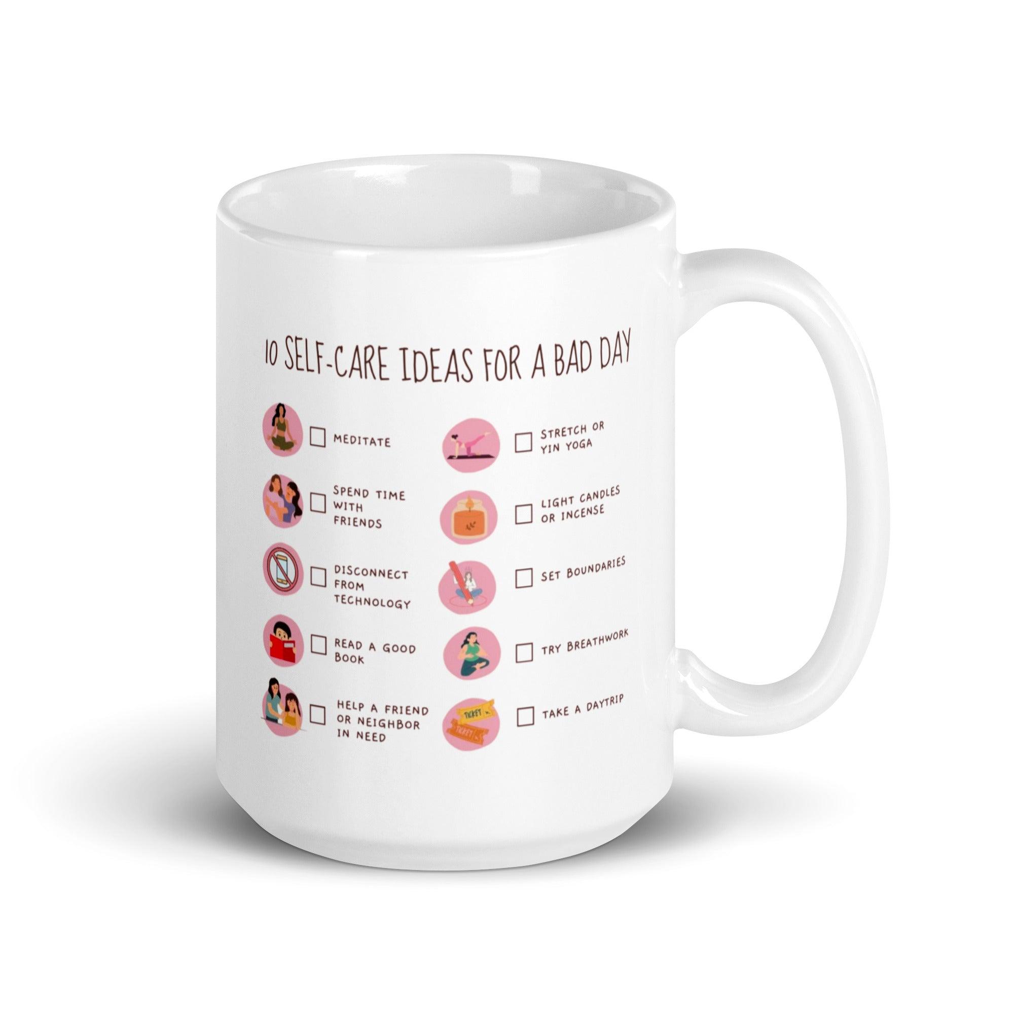 Self Care Ideas Mug With Checklist Design And Wellness Reminders - Inspire Cups