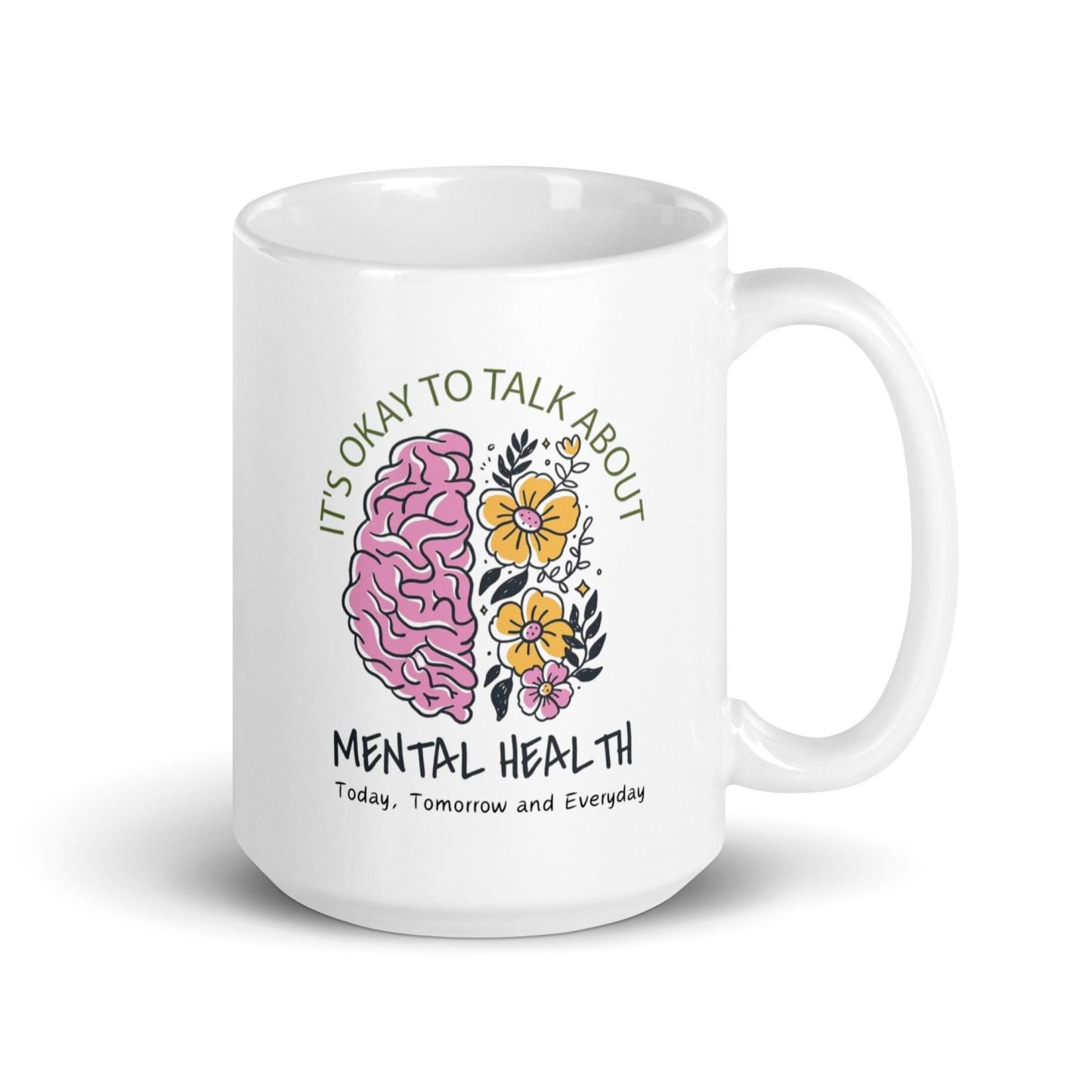 Mental Health Awareness Mug With Floral Design And Empowering Message - Inspire Cups