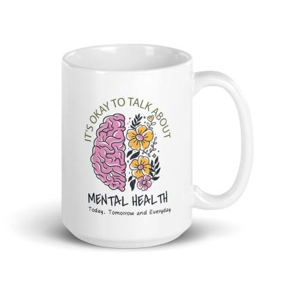 Mental Health Awareness Mug With Floral Design And Empowering Message - Inspire Cups