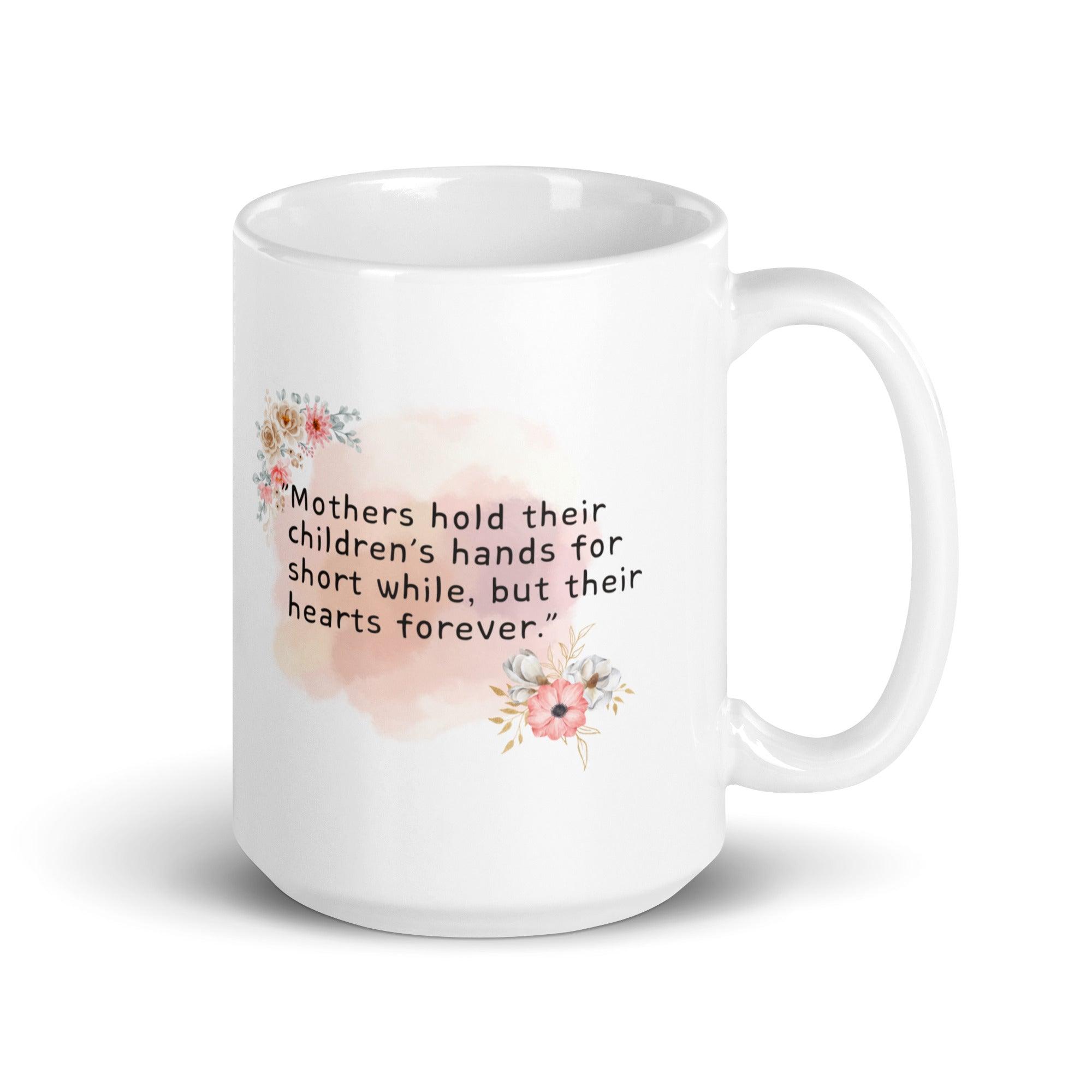 Mothers Childrens Hands Mug with Floral Art And Quote - Inspire Cups