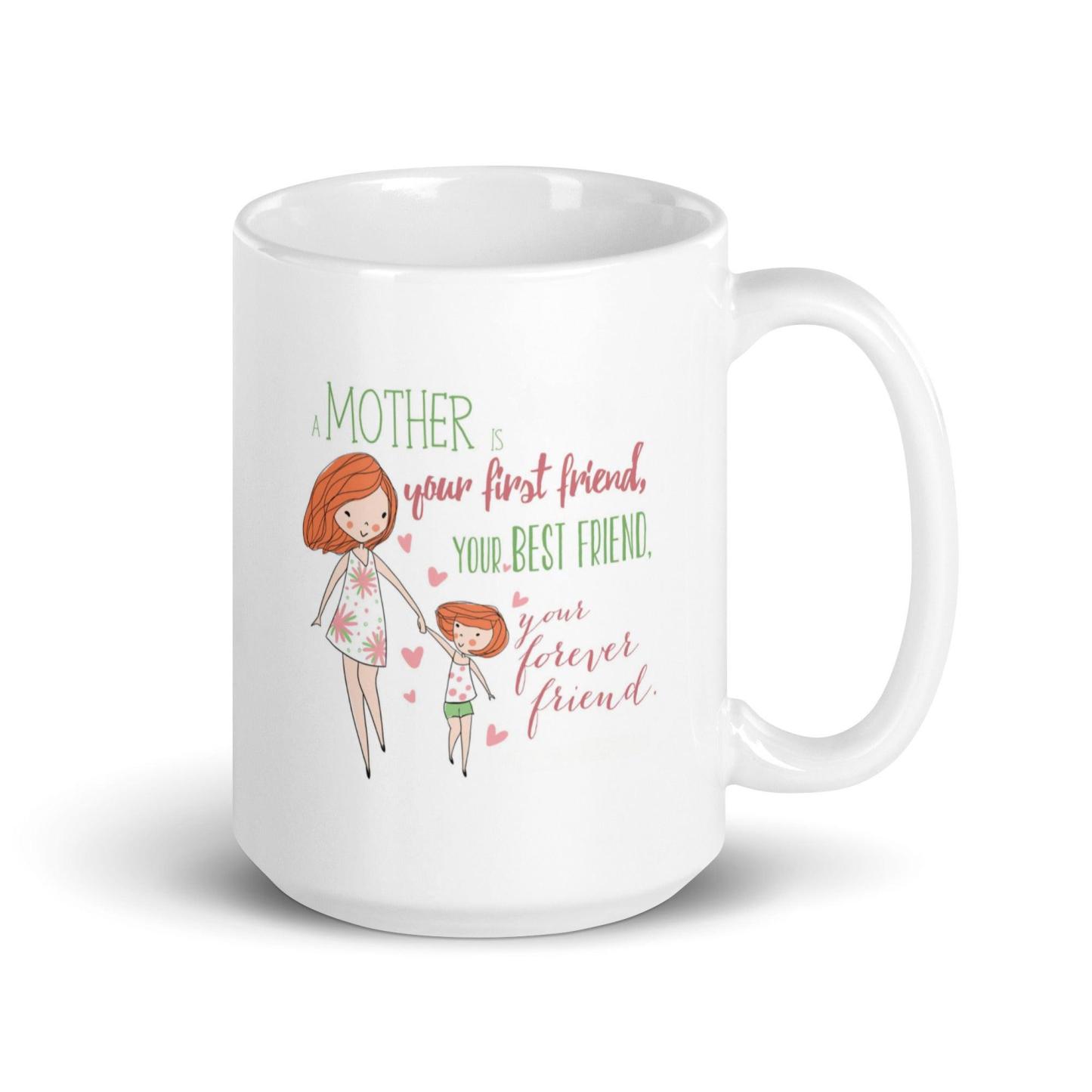 Mother Is First Friend Mug with Hand-Drawn Art and Durable Ceramic - Inspire Cups