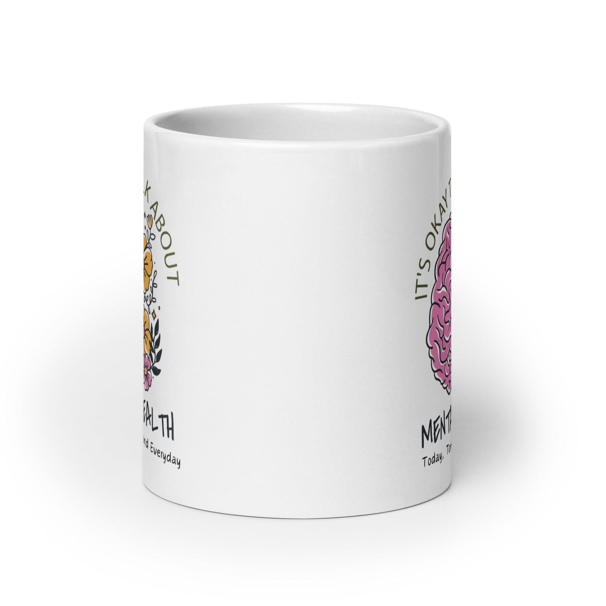 Mental Health Awareness Mug With Floral Design And Empowering Message - Inspire Cups