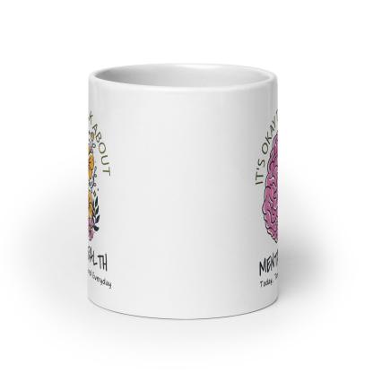 Mental Health Awareness Mug With Floral Design And Empowering Message - Inspire Cups
