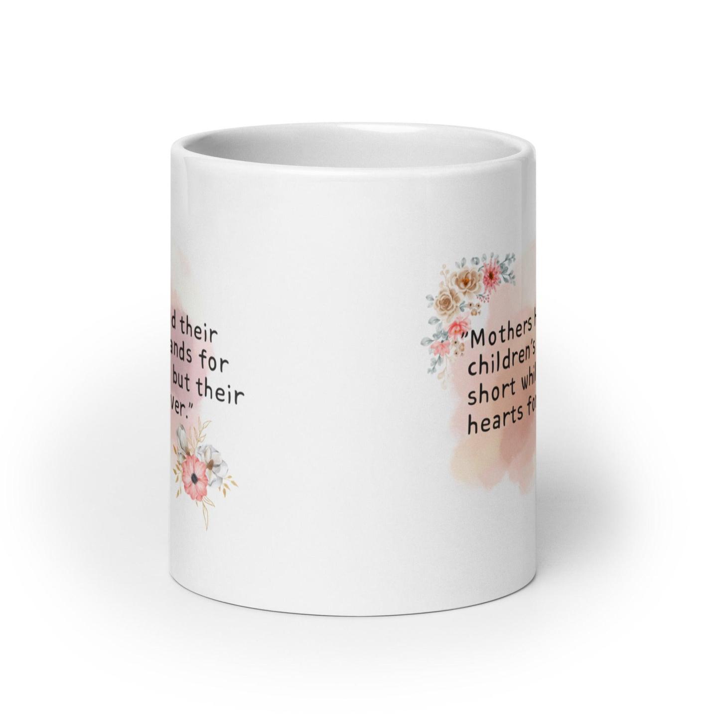 Mothers Childrens Hands Mug with Floral Art And Quote - Inspire Cups