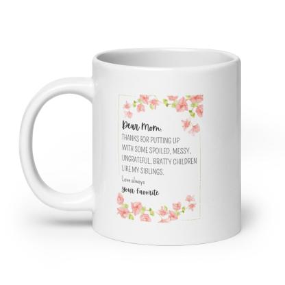 Dear Mom Sentimental Mom Mug with Floral Design and Glossy Ceramic - Inspire Cups