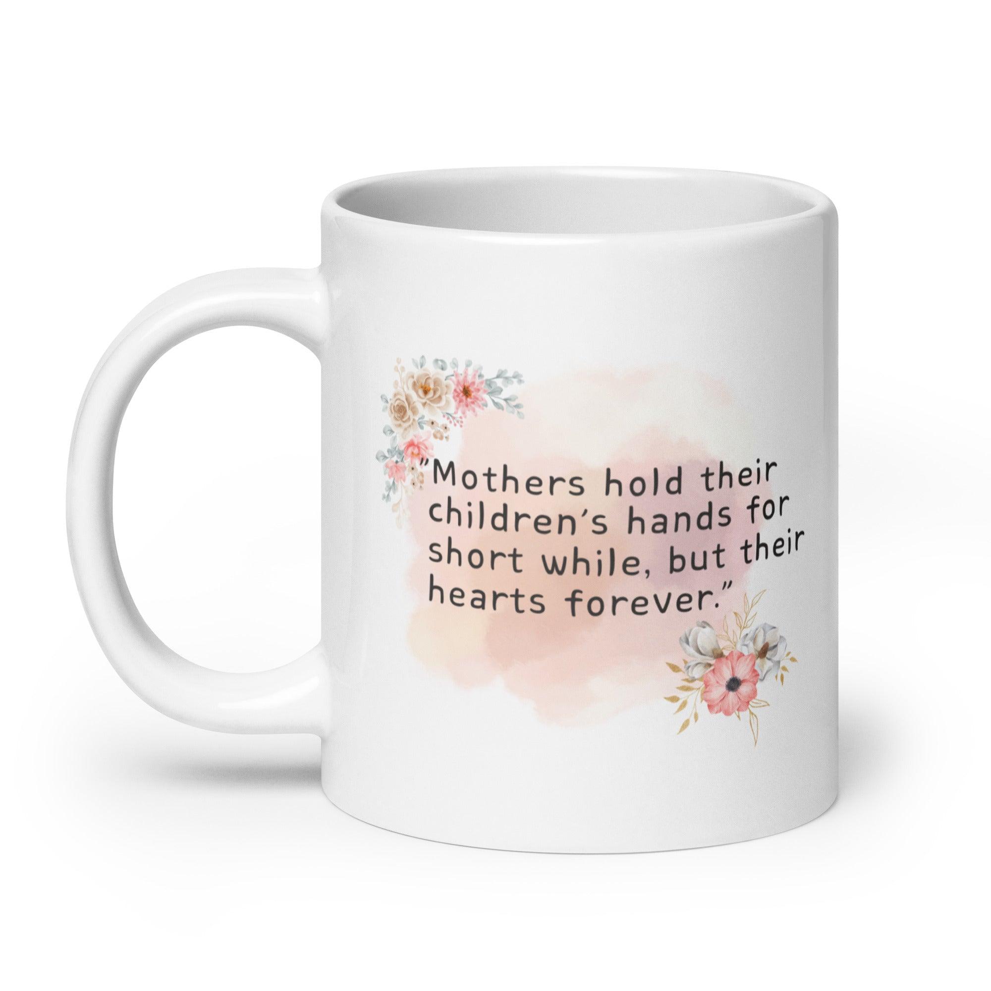 Mothers Childrens Hands Mug with Floral Art And Quote - Inspire Cups