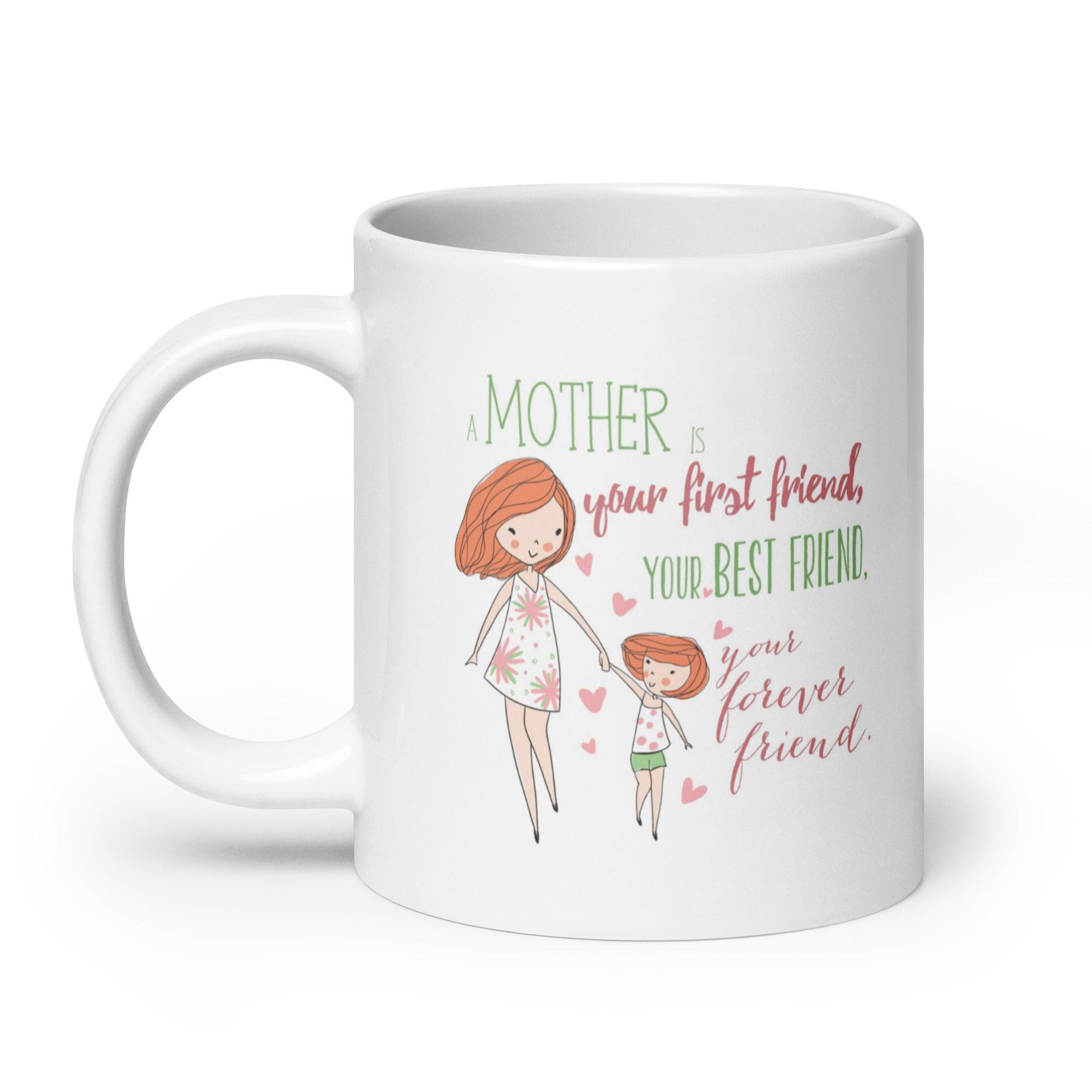 Mother Is First Friend Mug with Hand-Drawn Art and Durable Ceramic - Inspire Cups