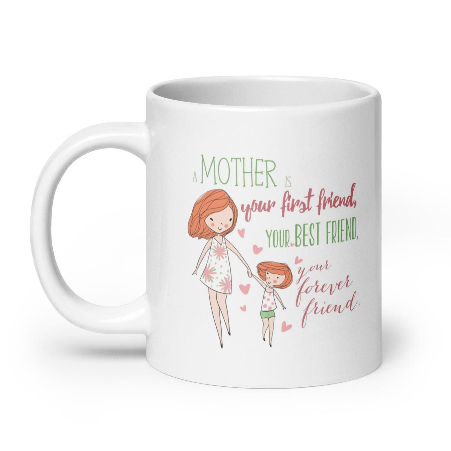 Mother Is First Friend Mug with Hand-Drawn Art and Durable Ceramic - Inspire Cups