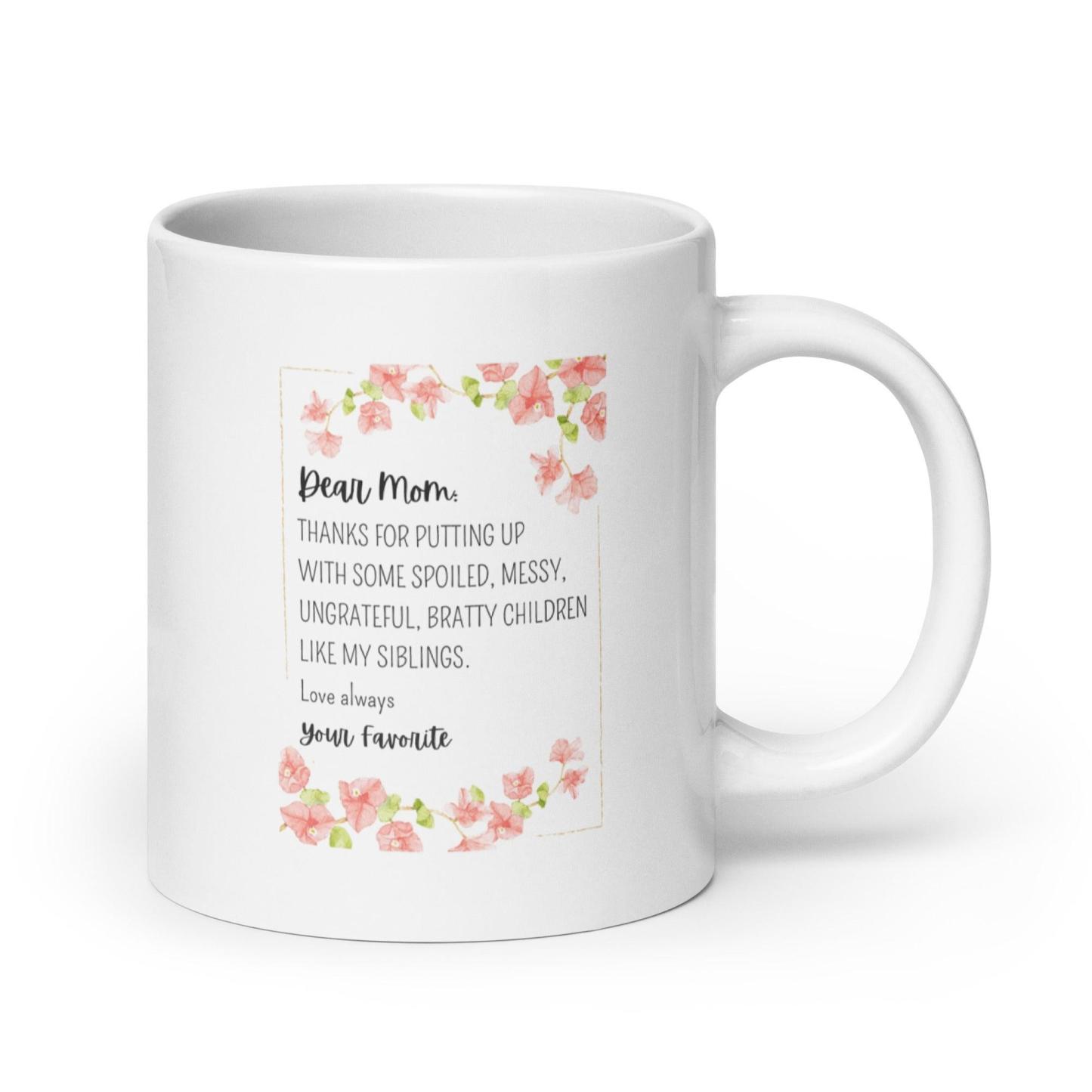 Dear Mom Sentimental Mom Mug with Floral Design and Glossy Ceramic - Inspire Cups