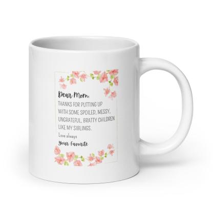Dear Mom Sentimental Mom Mug with Floral Design and Glossy Ceramic - Inspire Cups