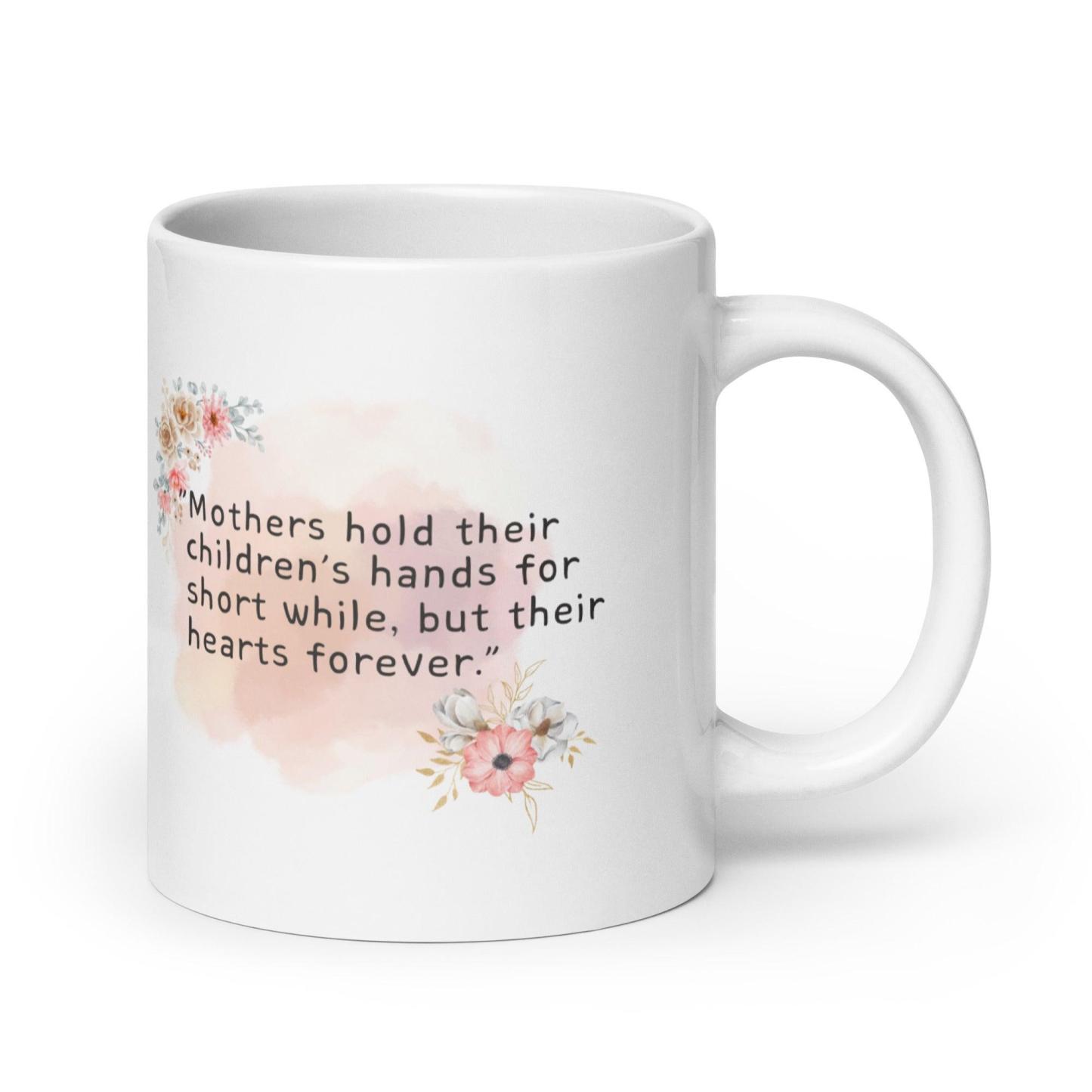 Mothers Childrens Hands Mug with Floral Art And Quote - Inspire Cups