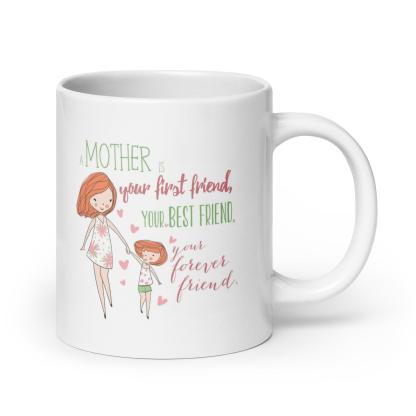 Mother Is First Friend Mug with Hand-Drawn Art and Durable Ceramic - Inspire Cups