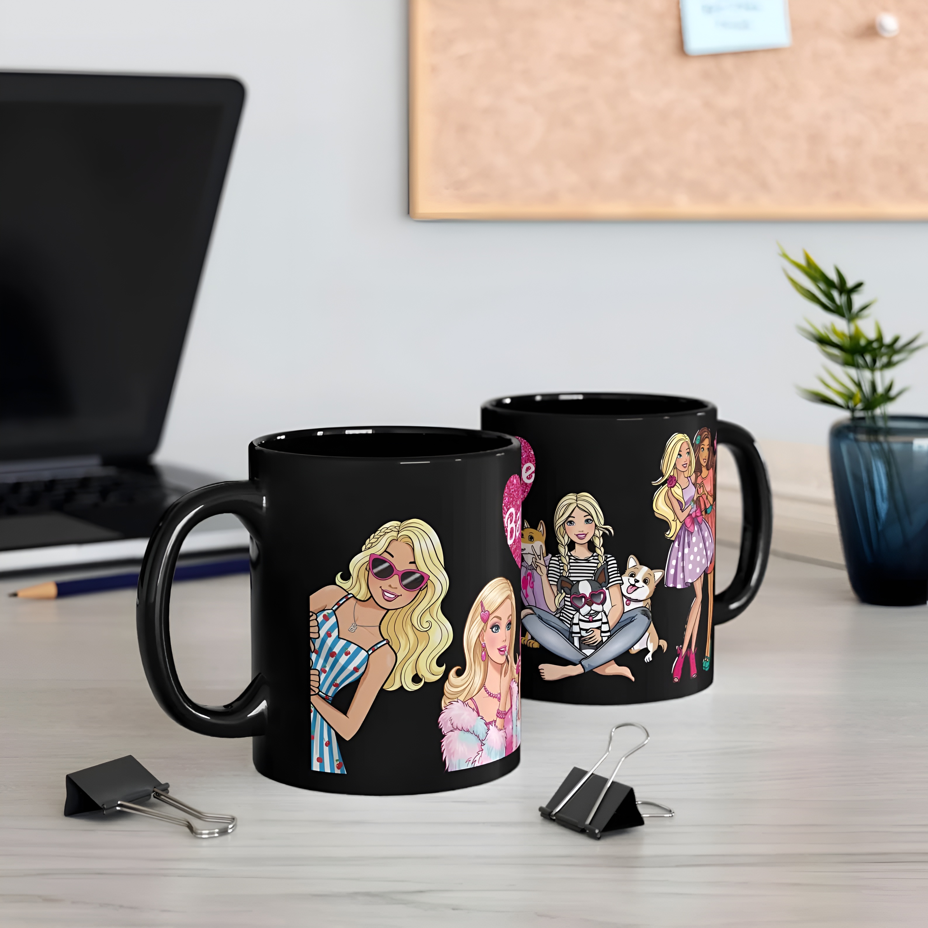 Barbie Retro Black Mug Doll & Pets Design Coffee Cup