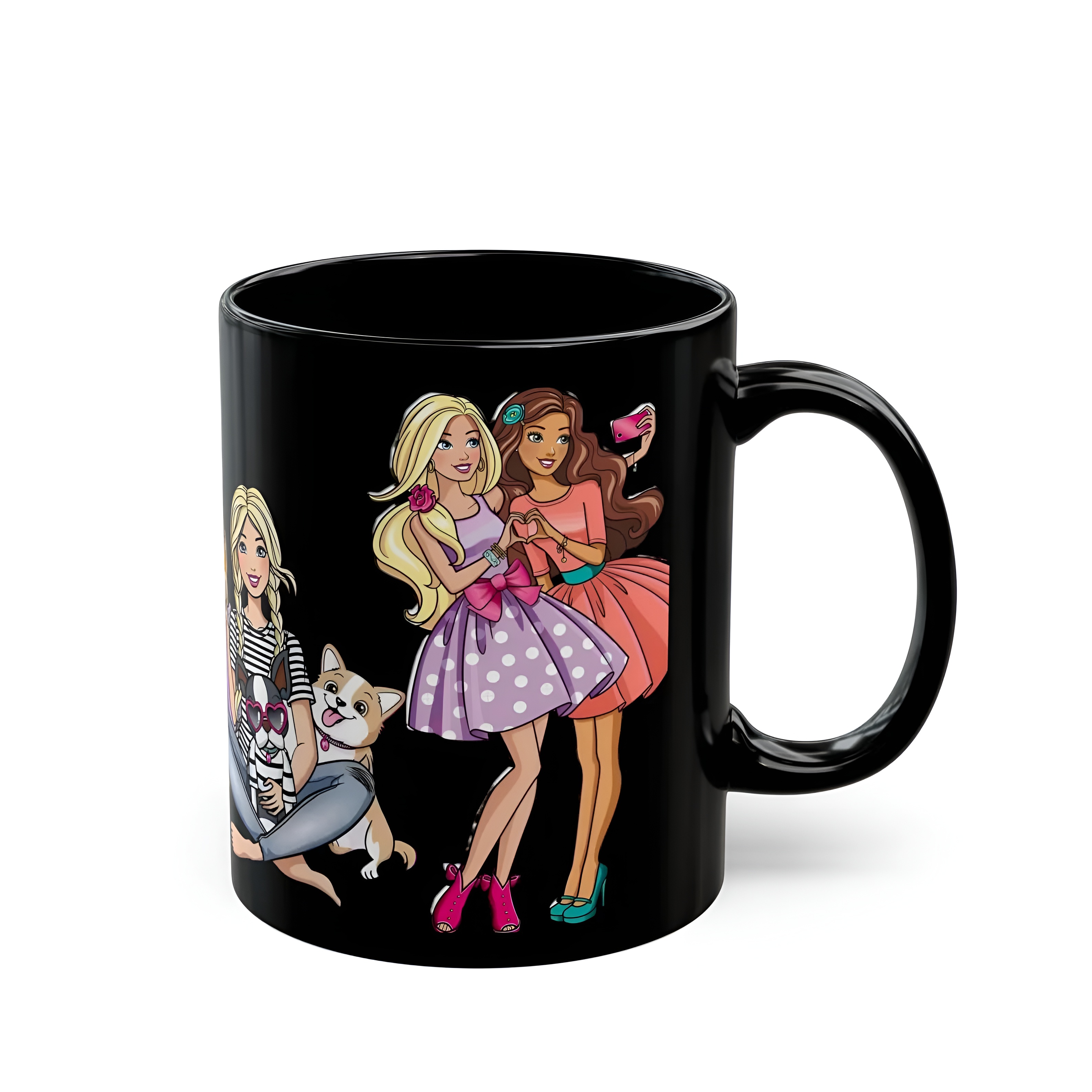 Barbie Retro Black Mug Doll & Pets Design Coffee Cup
