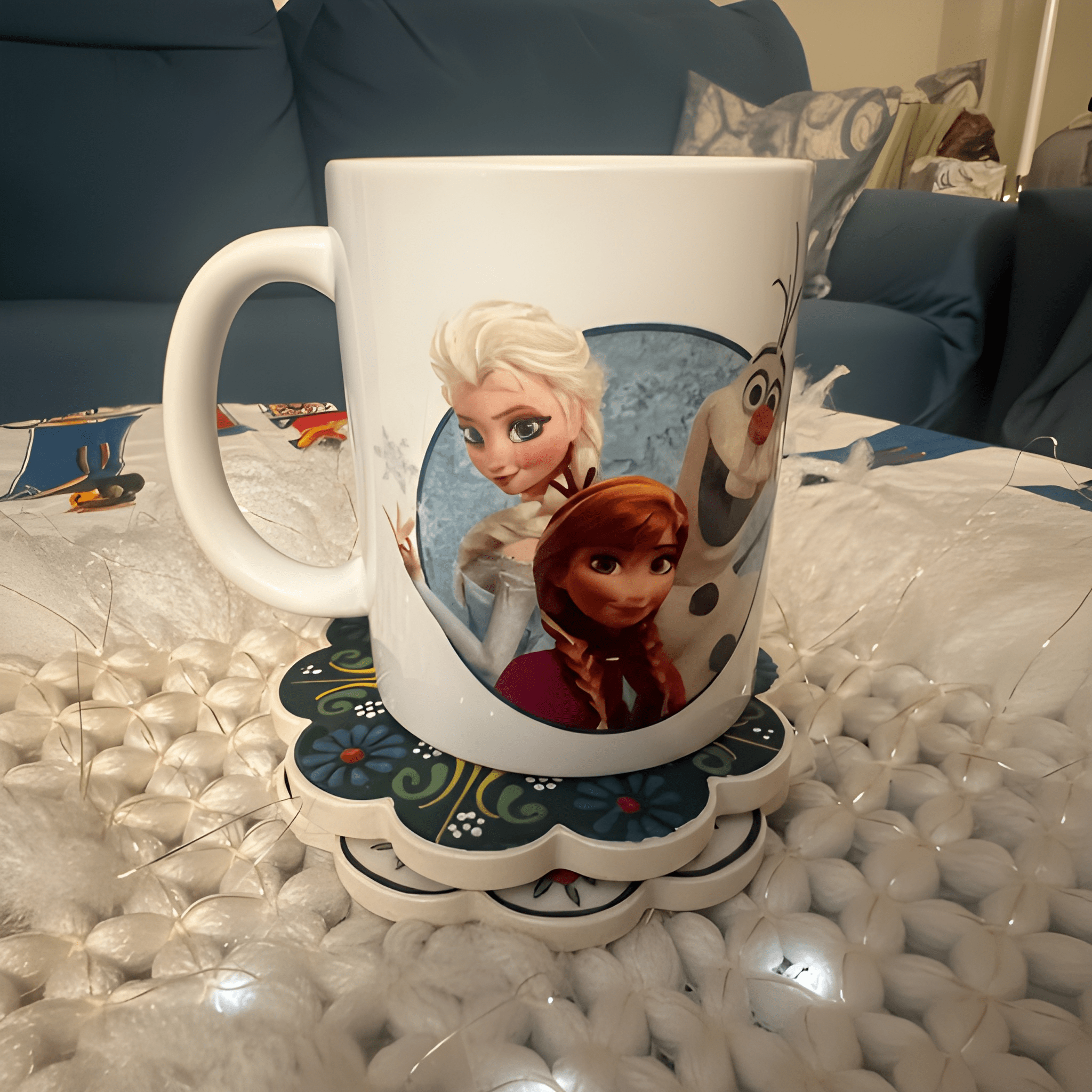 Elsa Anna And Olaf Printed Frozen Themed Coffee Mug 