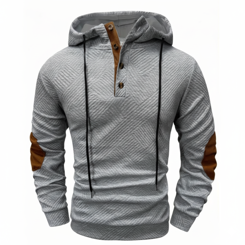 Men Casual Hooded Zip Up Sweatshirt With Contrast Stitching
