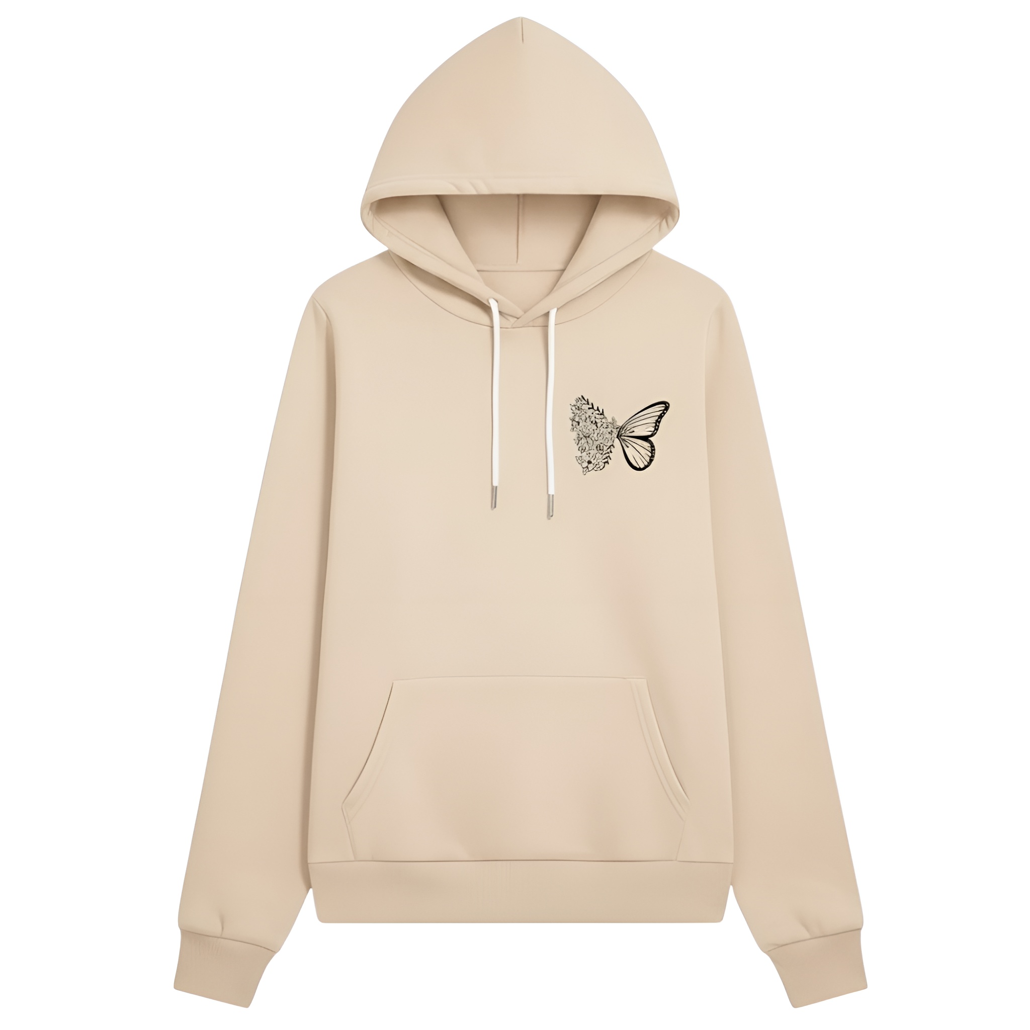 Intricate Butterfly And Floral Design Hoodie For Women