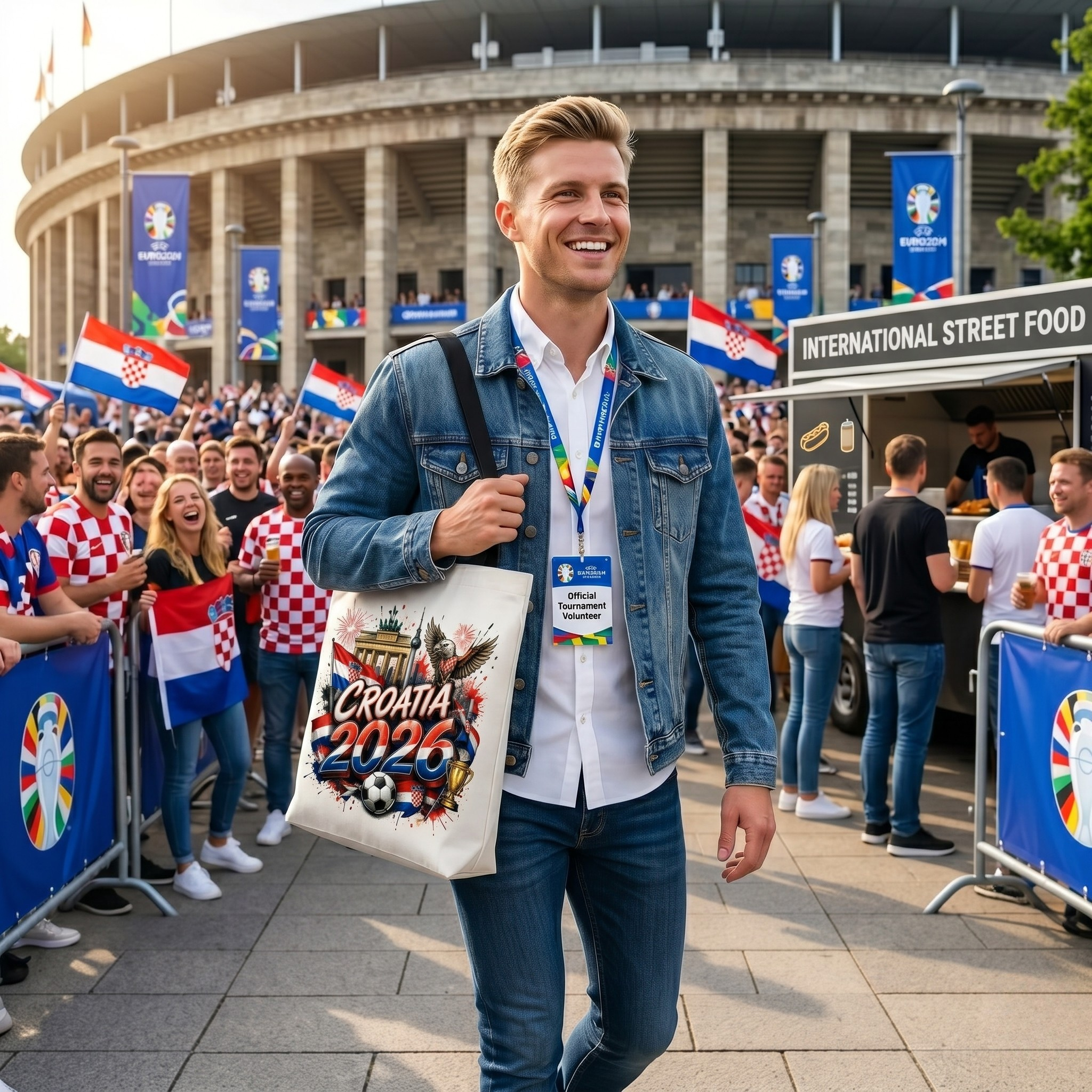 World Cup 2026 Croatia Graphic Printed Football Supporter Tote Bag