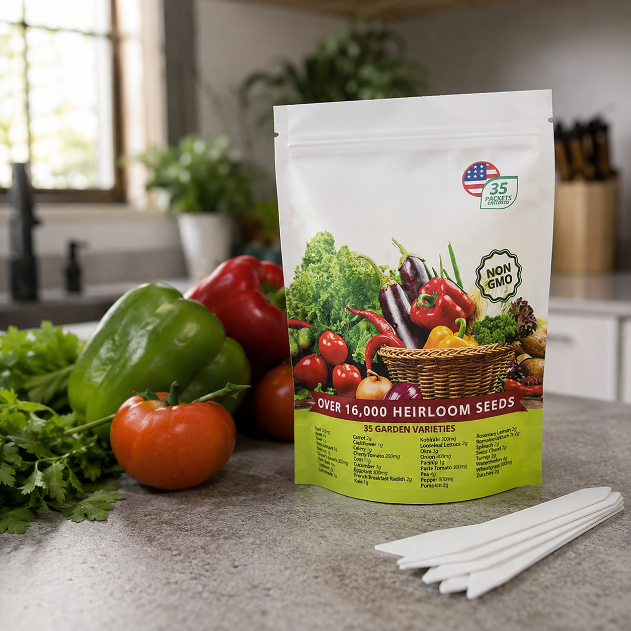 35 Variety Of Vegetable Survival Seeds kit With 16000 Pieces 