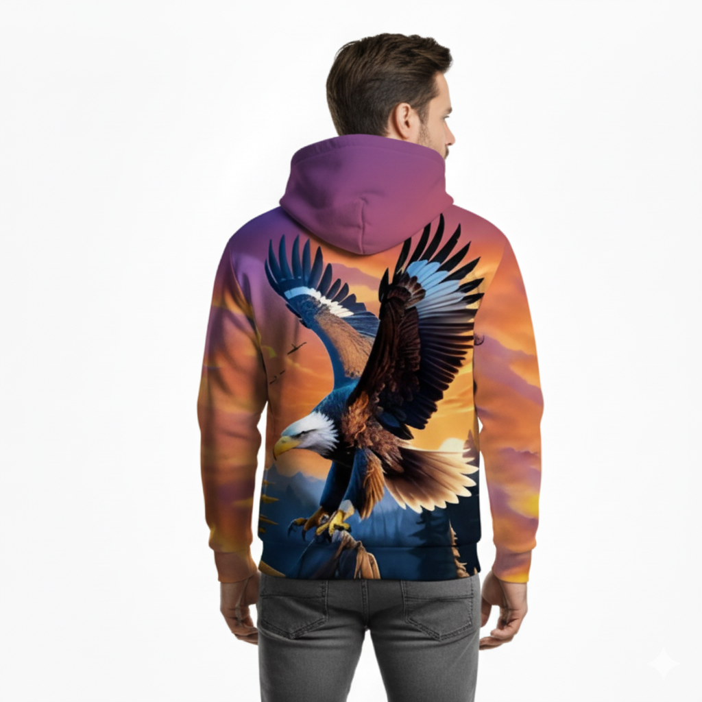 Men Eagle Graphic Print Hoodie