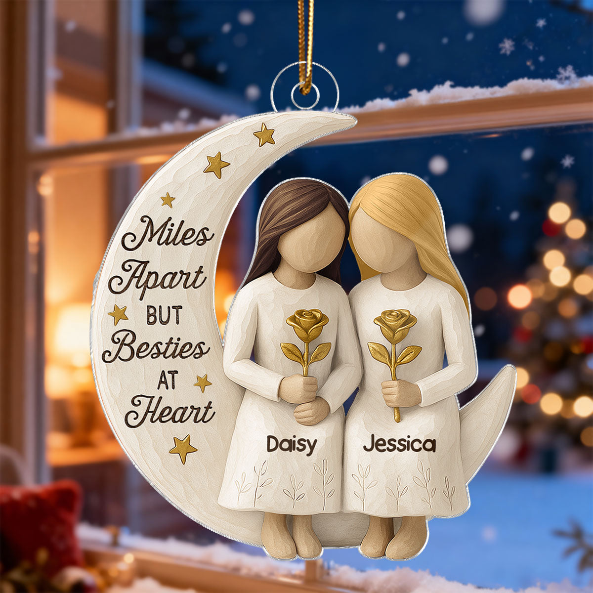 Custom 3D Wooden Texture Moon Decor With Besties Design