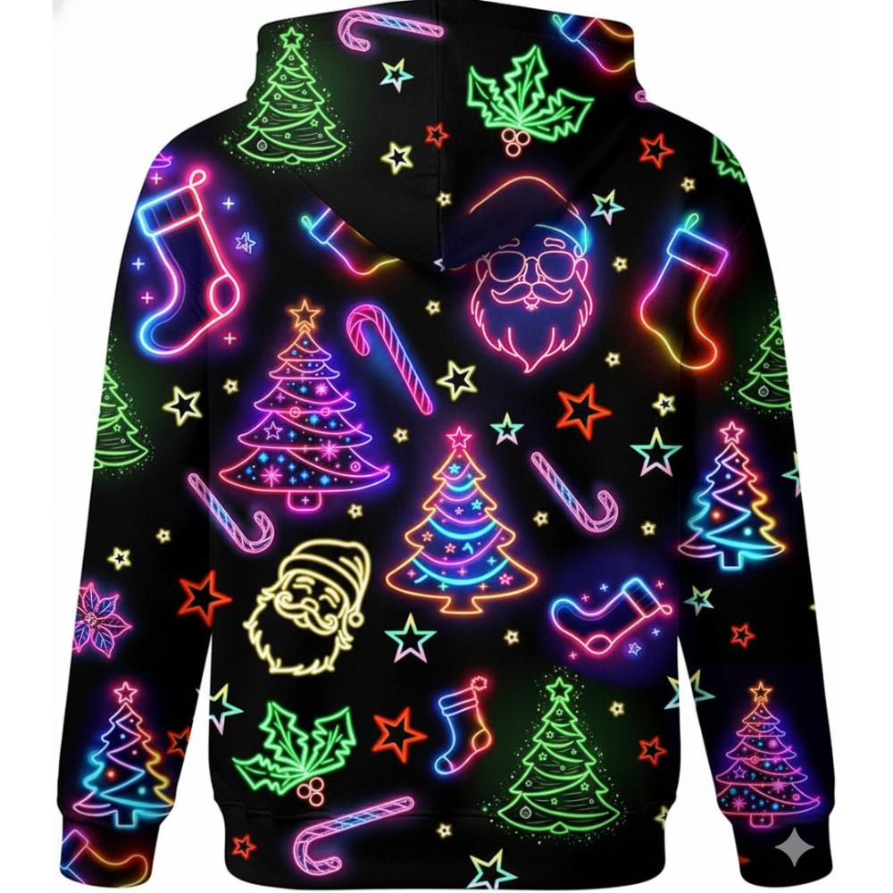 Christmas All Over Print Warm Thick Graphic Pullover Hoodie