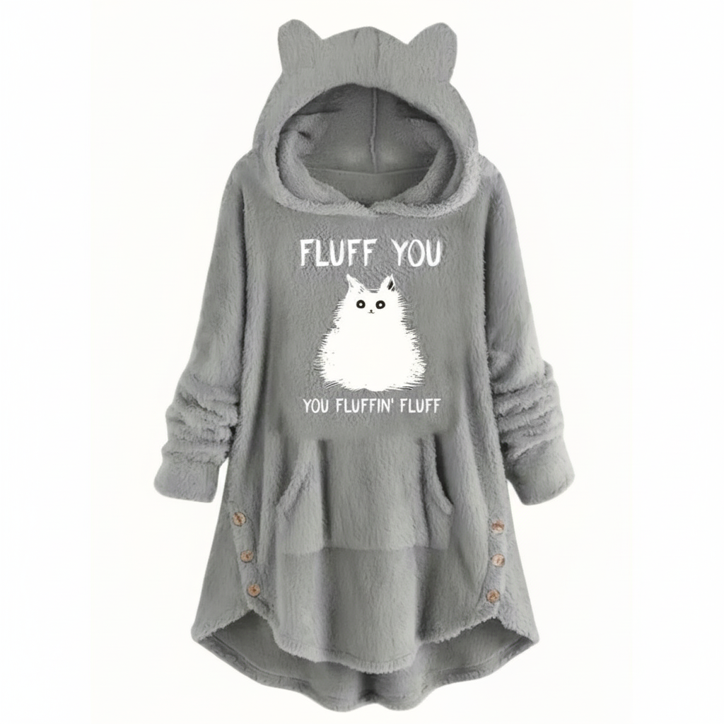 Cat Print Thermal Hoodie