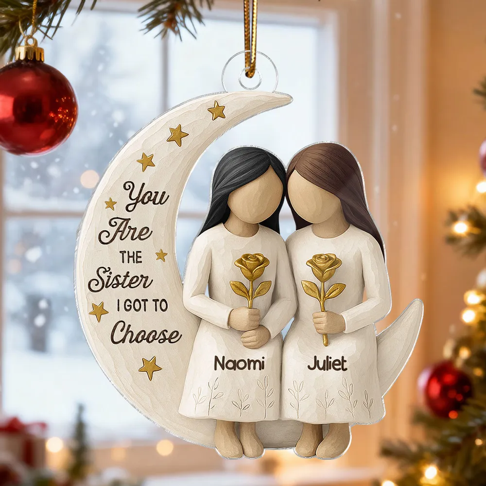 Custom 3D Wooden Texture Moon Decor With Besties Design