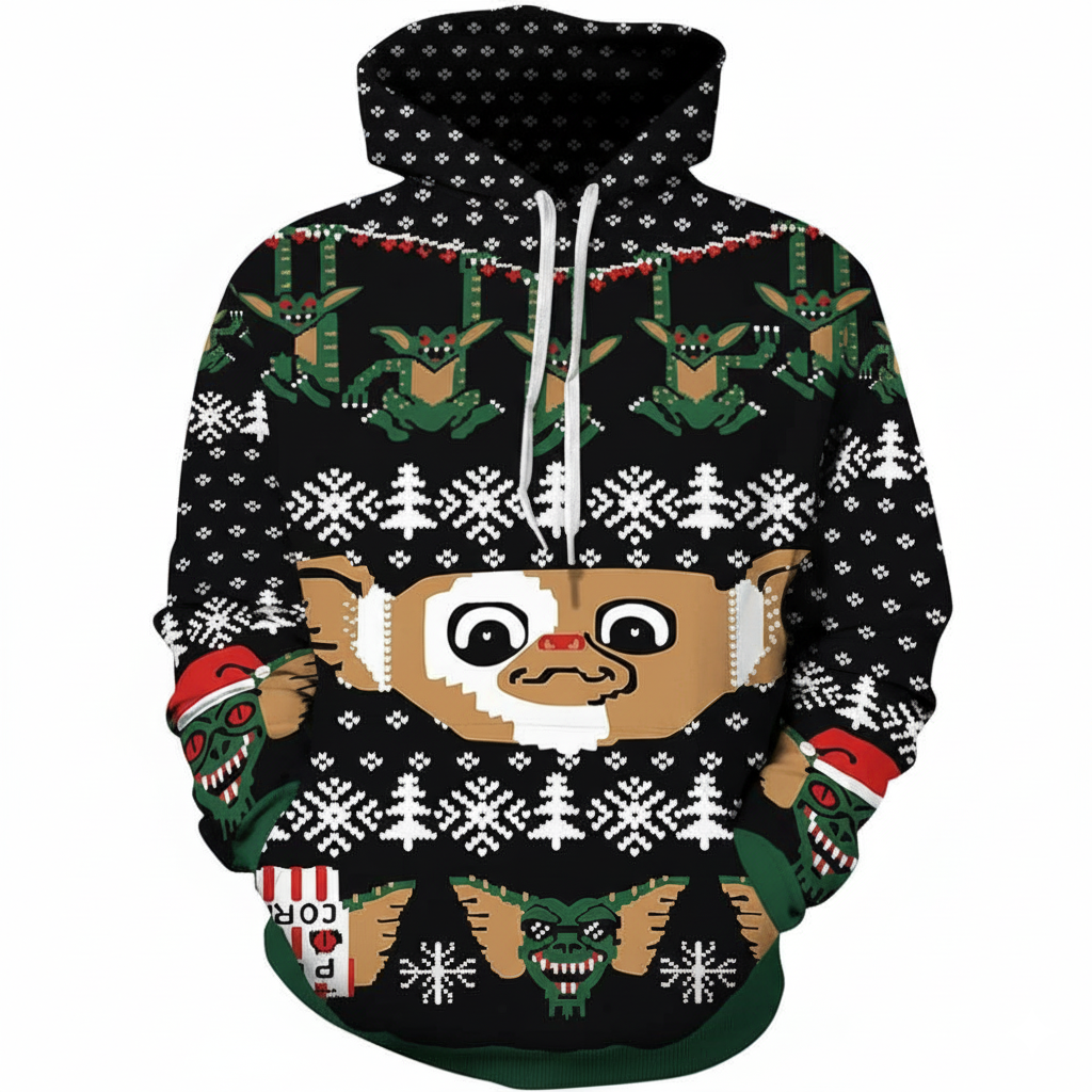 Christmas All Over Print Hoodie with Kangaroo Pocket