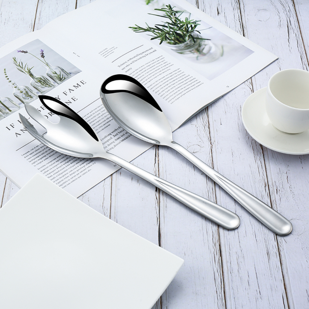 Large Salad Serving Stainless Steel Silverware Set - Grafton Collection