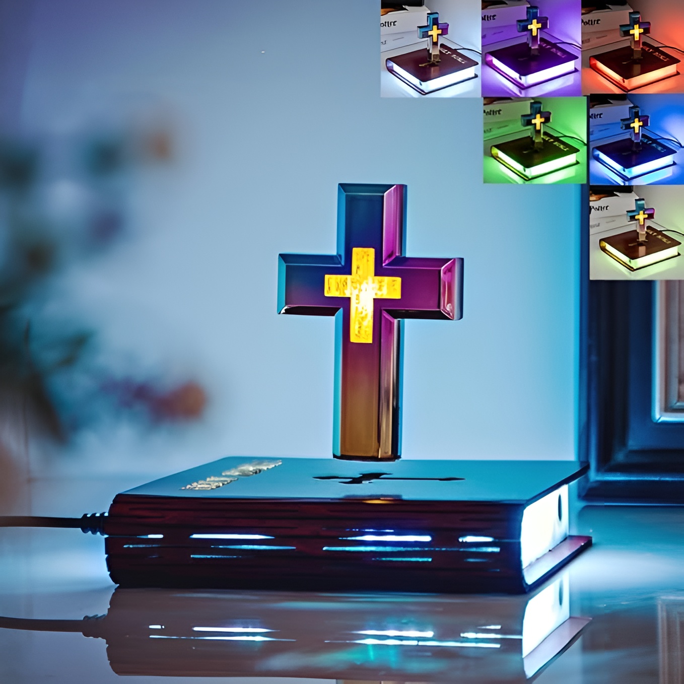 Levitating Cross Lamp With Light Base
